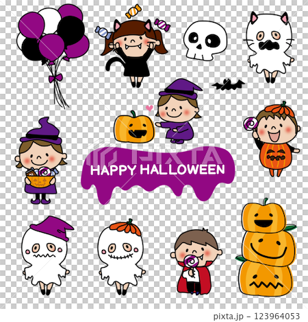 Kids dressed up for Halloween, set 1 123964053