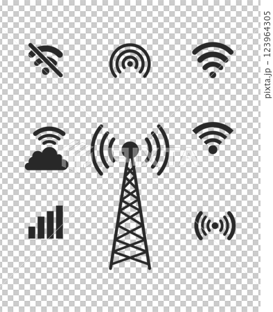 Wifi and network icon set stock illustration 123964305