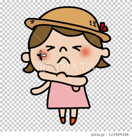 蚊に刺された子供(女の子) 蚊に刺された子供(女の子) 123964386