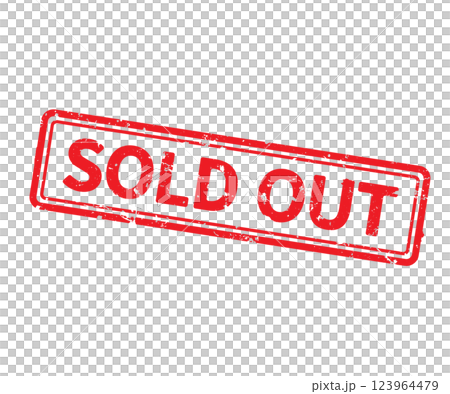 Stamp sold out with red text on white stock illustration 123964479