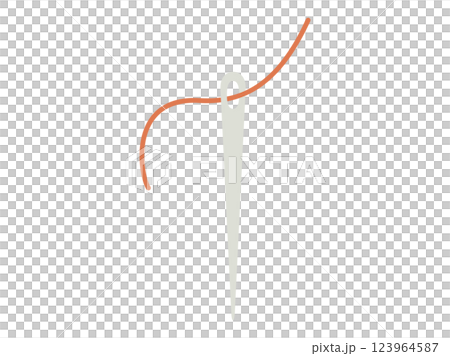 縫い針に通した赤い糸のイラスト 123964587