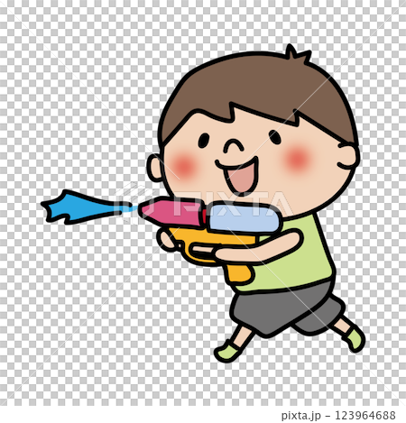 Child playing with a water gun (boy 2) Child playing with a water gun (boy 2) 123964688