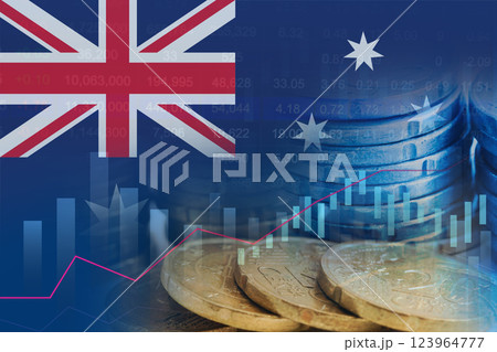Germany flag on stock investment trading with coin and graph. 123964777
