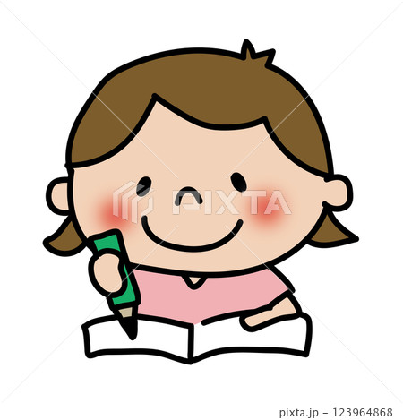 勉強している子供(女の子) 勉強している子供(女の子) 123964868