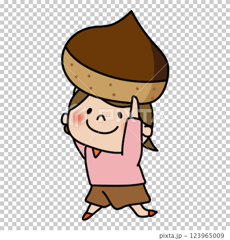 A girl holding a large chestnut 123965009