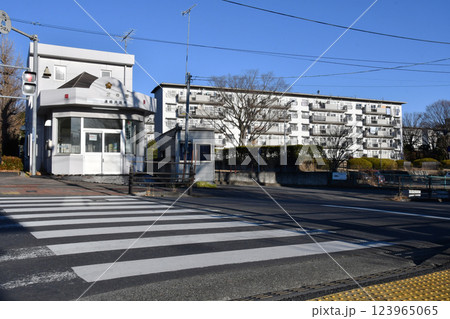 昭和の公団団地の外観と派出所 昭和の公団団地の外観と派出所 123965065