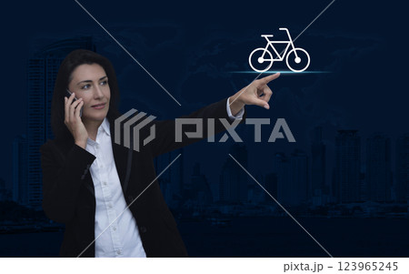 Business bicycle online service concept, Elements of this image furnished by NASA 123965245