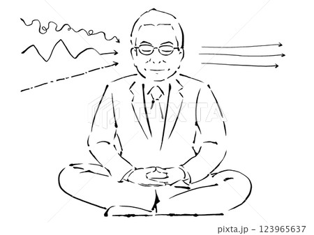 座禅を組む年配のビジネスマン(スルースキルのイメージ) 座禅を組む年配のビジネスマン(スルースキルのイメージ) 123965637