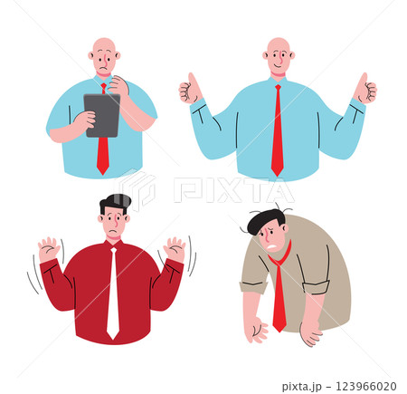 Businessman Character Set with Various Expressions vector illustration Businessman Character Set with Various Expressions vector illustration 123966020