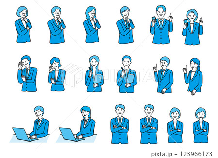 スーツを着たシニアの男性と女性　イラストセット 123966173