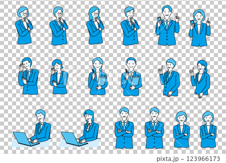 スーツを着たシニアの男性と女性　イラストセット 123966173