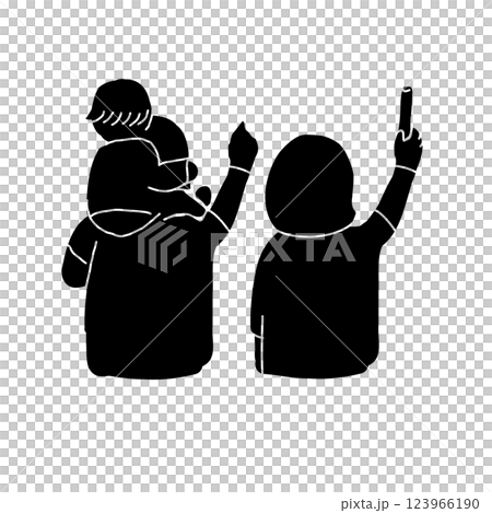 Vector illustration of a father and daughter supporting their favorite artist and a mother holding a stick 123966190