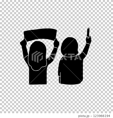 好きなアーティストを応援する2人の女性のベクターイラスト 123966194