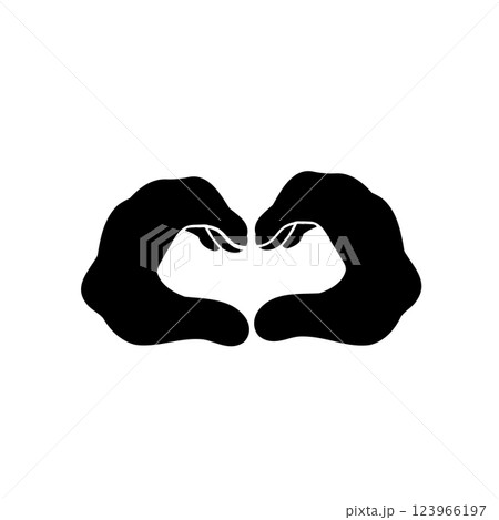 両手で作ったハートのハンドサインの手書きベクターイラストアイコン 123966197