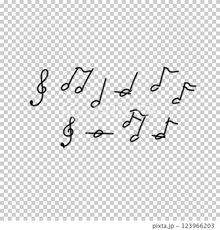 色々な形の音符の手書きベクターイラストアイコン(白) 色々な形の音符の手書きベクターイラストアイコン(白) 123966203