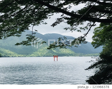 箱根 九頭龍神社 芦ノ湖にある鳥居 箱根 九頭龍神社 芦ノ湖にある鳥居 123966378