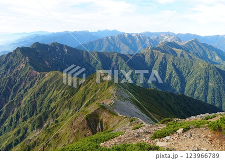 鹿島槍ヶ岳登山から見える風景 鹿島槍ヶ岳登山から見える風景 123966789
