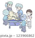 手術入室時の患者確認を行う医師と看護師とオペ看 123966862