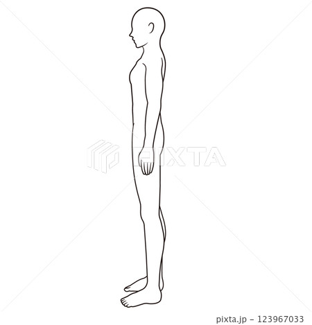 男性の人体図　シェーマ　横向き 123967033