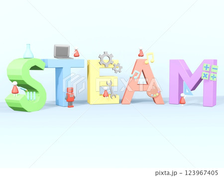 3DレンダリングのSTEAM教育のイメージイラスト 123967405