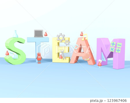 3DレンダリングのSTEAM教育のイメージイラスト 3DレンダリングのSTEAM教育のイメージイラスト 123967406
