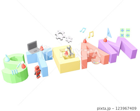 3DレンダリングのSTEAM教育のイメージイラスト 3DレンダリングのSTEAM教育のイメージイラスト 123967409