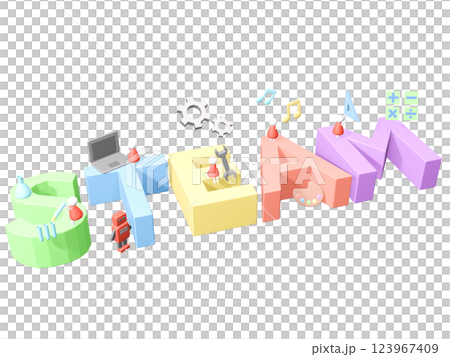 3D rendering of STEAM education illustration 123967409
