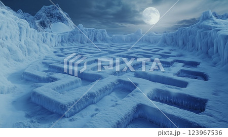 氷河の中に現れた幻想的な氷の迷路 123967536