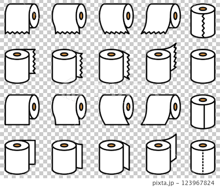 一組各種形狀、捲筒衛生紙的向量插圖 一組各種形狀、捲筒衛生紙的向量插圖 123967824