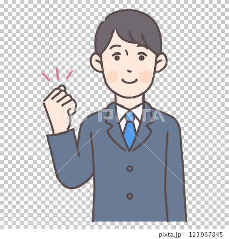 ガッツポーズする会社員男性 ガッツポーズする会社員男性 123967845