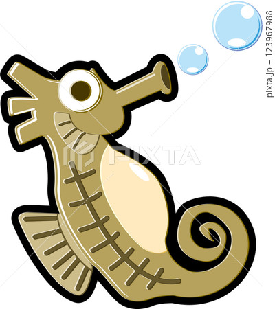シンプルな可愛いタツノオトシゴのイラスト 123967988