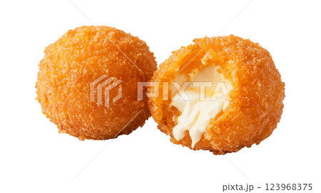 Crunchy Food Balls, One Open and One Whole 123968375