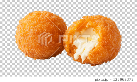Crunchy Food Balls, One Open and One Whole 123968375