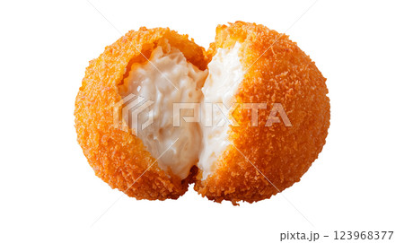 Golden Orange Snacks with Melted White Filling 123968377