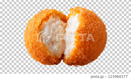 Golden Orange Snacks with Melted White Filling 123968377