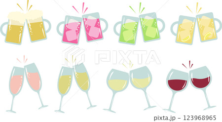 色々アルコール飲料の乾杯セット 123968965