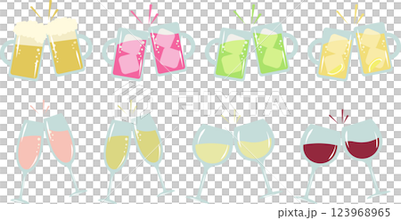 色々アルコール飲料の乾杯セット 123968965