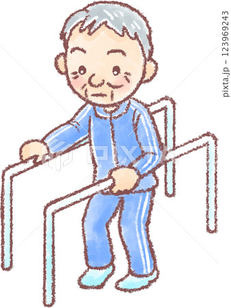 歩行リハビリ_高齢男性 123969243