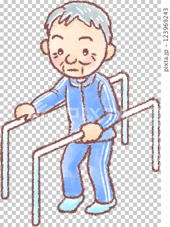 歩行リハビリ_高齢男性 123969243