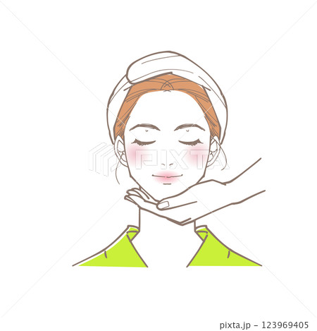 マッサージを受けている綺麗な女性のイラスト マッサージを受けている綺麗な女性のイラスト 123969405