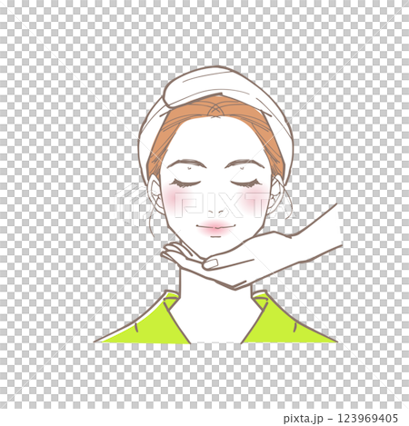 マッサージを受けている綺麗な女性のイラスト マッサージを受けている綺麗な女性のイラスト 123969405