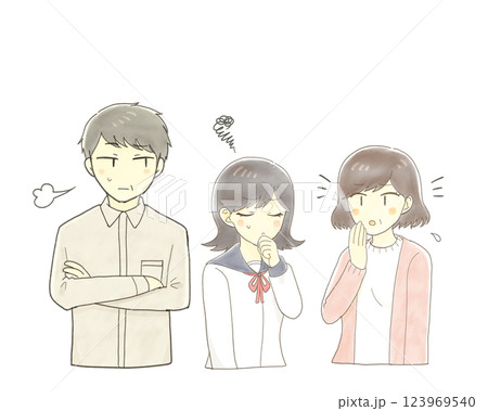 悪い雰囲気の両親と女子学生 悪い雰囲気の両親と女子学生 123969540