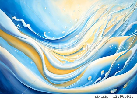 波打つ青と白の美しい液体の背景イラスト 123969916