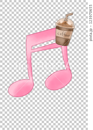 コーヒー飲料の付いた音符 コーヒー飲料の付いた音符 123970655