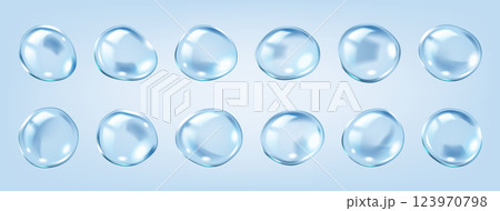 Transparent molecular bubbles realistic color icons set 123970798