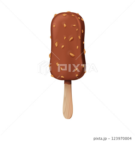 Illustration of Chocolate Ice Cream with Nuts 123970804