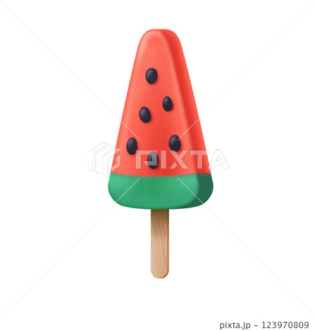 Watermelon Inspired Ice Cream Stick with Seeds 123970809