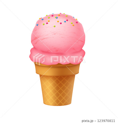 Vibrant Pink Ice Cream with Colorful Sprinkles 123970811