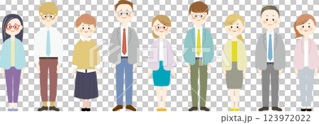 Illustration of a working business person, full body 123972022
