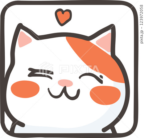 Cute winking cat vector illustration with heart Cute winking cat vector illustration with heart 123972058